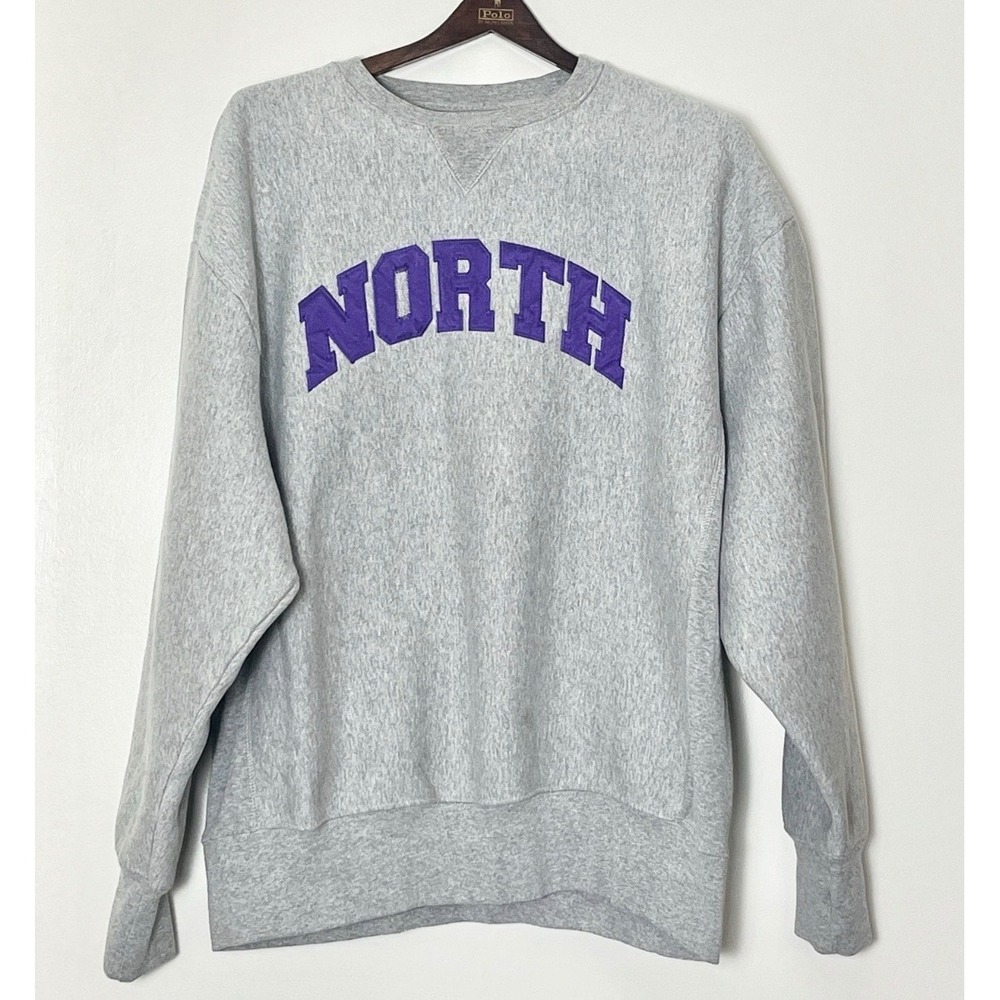Vintage Eastbay Sweatshirt Men XL North Spellout Gray Reverse Weave Northwestern